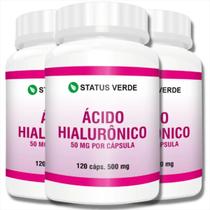 3 Potes Ácido Hialurônico Kit 360 Cáps - Status Verde