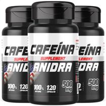 3 Potes Cafeína Anidra Concentrada Kit 360 Cáps