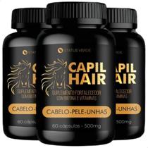 3 Potes Capil Hair Vitamina Cabelo Pele e Unha Kit 180 Cáps