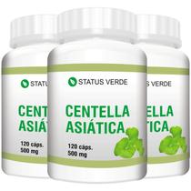 3 Potes Centella Asiática 100% Pura - Kit 360 Cápsulas