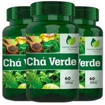 3 Potes Chá Verde 100% Natural Kit 360 Cáps - Fonte Verde