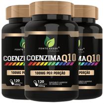 3 Potes Coenzima Q10 100mg Por Porção Kit 360 Cápsulas - Fonte Verde