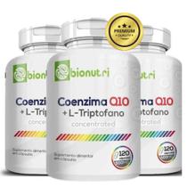3 Potes Coenzima Q10 + L-Triptofano 500mg Puro Premium 360 Cáps Desempenho Fisico - Bionutri
