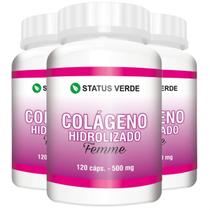 3 Potes Colageno Hidrolisado Femme Kit 360 Cáps - Status Verde