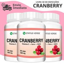 3 Potes Cranberry + Vitamina C + Ferro + Cálcio 120 Cáps - Status Verde