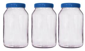 3 potes de vidro 3 litros tampa de plástico