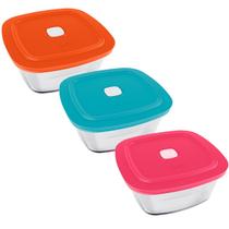 3 Potes de Vidro com Tampa Quadrado 2L Marinex Facilita Cores Sortidas Tigelas 3 Potes de Vidro com Tampa Quadrado 2L Marinex Facilita Cores Sortidas Tigelas