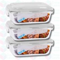3 Potes de Vidro Hermetico 1040ML p/ Forno Airfryer Assados