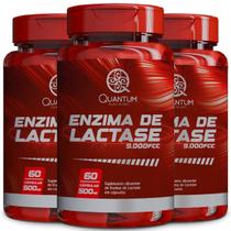 3 Potes Enzima de Lactase 9.000 FCC Kit 180 Cáps Quantum