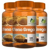 3 Potes Feno Grego Kit 360 Cáps - Fonte Verde