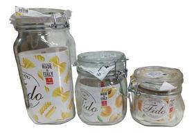 3 Potes Fido Bormioli Vidro 500ml 750ml 1500ml(1,5 Litro)