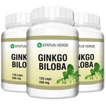 3 Potes Ginkgo Biloba 500mg Kit 360 Cáps Status Verde 3 Potes Ginkgo Biloba 500mg Kit 360 Cáps Status Verde