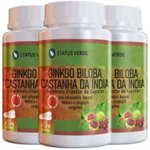 3 Potes Ginkgo Biloba + Castanha da India Kit 180 cáps - Status Verde