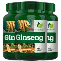 3 Potes Ginseng Puro Panax Natural Kit 360 Cáps - Fonte Verde