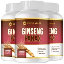 3 Potes Ginseng Puro Panax Verdadeiro Kit 360 Cáps de 500mg