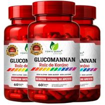 3 Potes Glucomannan Puro 500mg Kit 180 Cáps Fonte Verde