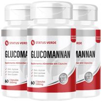 3 Potes Glucomannan Puro 500mg Kit 180 Cáps