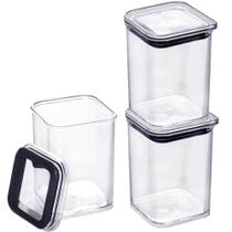 3 Potes Hermético 160ml Cristal Empilhável Transparente Porta Temperos Açúcar Chá Objetos 3 Potes Hermético 160ml Cristal Empilhável Transparente Porta Temperos Açúcar Chá Objetos