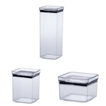 3 Potes Hermético Organização Quadrado Empilhável 1000ml