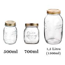3 Potes herméticos de vidro Quattro Stagioni Bormioli Rocco para compotas, conservas e conservação de mantimentos