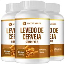 3 Potes Levedo de Cerveja Puro Kit 360 Cáps de 500mg