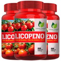 3 Potes Licopeno + Óleo de Girassol + Óleo de Abóbora + Vitamina E Kit 360 Cáps - Fonte Verde