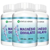 3 Potes Magnésio Dimalato 500mg 120 Cáps - Status Verde