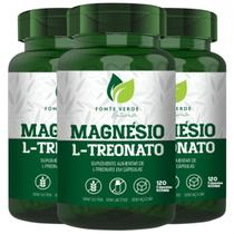 3 Potes Magnésio L-Treonato Kit 360 Cáps c/ Matéria Prima Importada - Fonte Verde