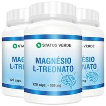 3 Potes Magnésio L-Treonato Kit 360 Cáps - Status Verde