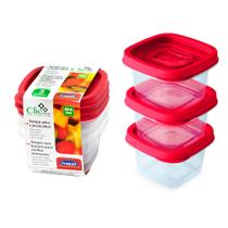 3 potes mantimentos 200ml quadrado plástico tampa Vasilha marmita tapoer tupperware tapuer plasútil