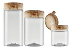 3 Potes Mantimentos Biscoito Tampa Travertino Rosca Bandeira