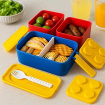 3 Potes Marmita Infantil Kit Lancheira Desmontavel Divertida Bloco lego 3 Potes Marmita Infantil Kit Lancheira Desmontavel Divertida Bloco lego