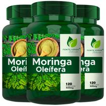 3 Potes Moringa Pura Natural Kit 360 Cápsulas - Fonte Verde