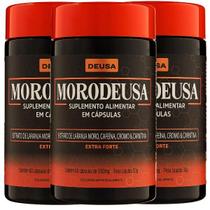 3 Potes Morodeusa Suplemento Alimentar de Extrato de Laranja Moro, Cafeina, Cromo, Carnitina 60 Cápsulas Sem Sabor