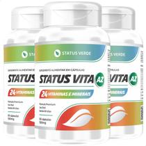 3 Potes Multivitaminico Status Vita 24 Vitaminas Kit 180 Cáps - Status Verde