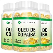 3 Potes Óleo de Copaíba 100% Natural Kit 180 Cáps - Status Verde