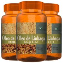 3 Potes Óleo de Linhaça Ômega 3 6 e 9 - Kit 300 Cáps