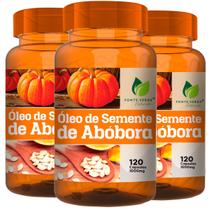3 Potes Óleo de Semente de Abóbora 1000mg Kit 360 Cáps - Fonte Verde