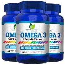3 Potes Ômega 3 Óleo de Peixe Kit 180 Cáps Fonte Verde 3 Potes Ômega 3 Óleo de Peixe Kit 180 Cáps Fonte Verde
