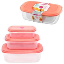 3 potes plástico mantimentos freezer microondas marmita vasilha tapoer tupperware tapuer Sanremo