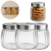 3 Potes Porta Mantimentos de Vidro 1000 ml Com Tampa