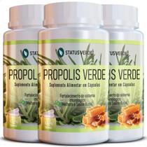 3 Potes Própolis Verde Puro Natural Kit 360 Cáps