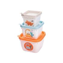 3 Potes Quadrado Infantil, Porta Comida, Papinha - PLASUTIL