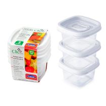 3 Potes quadrados com tampa 200ml mantimentos alimentos frutas tapoer tupperware tapuer plasútil