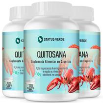 3 Potes Quitosana Pura 100% Natural Kit 360 Cáps - Status Verde