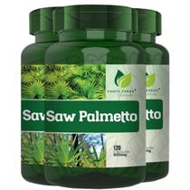 3 Potes Saw Palmetto 100% Puro Kit 360 Cáps - Fonte Verde