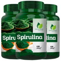 3 Potes Spirulina 100% Natural Kit 360 Cáps - fonte Verde 3 Potes Spirulina 100% Natural Kit 360 Cáps - fonte Verde