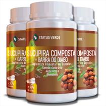3 Potes Sucupira Composto com Garra do Diabo Natural Kit 360 Cáps 500mg