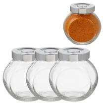 3 Potes Vidro 280ml Conserva Redondo Tampa P/ Restaurante