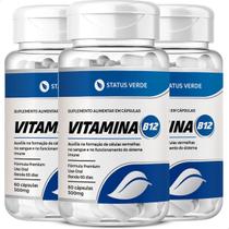 3 Potes Vitamina B12 Concentrada Kit 180 Cáps